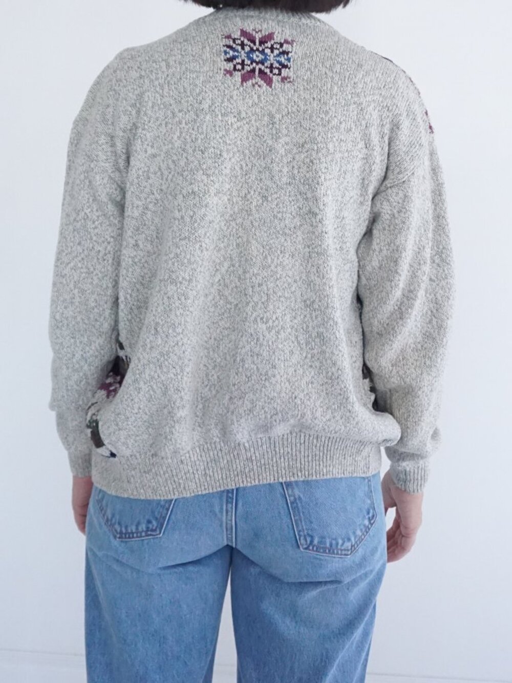 Vintage Northern Reflections Cream Deer Scenic Button Knit Cardigan Fair Isle S - Picture 2 of 10